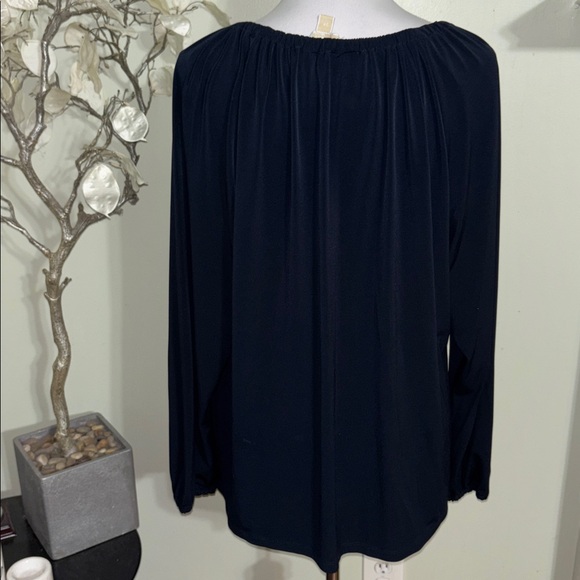 Michael Kors Navy Blouse with Gold Chain Accent - Picture 4 of 4